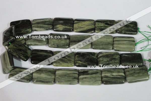 CGH31 15.5 inches 22*30mm rectangle green hair stone beads