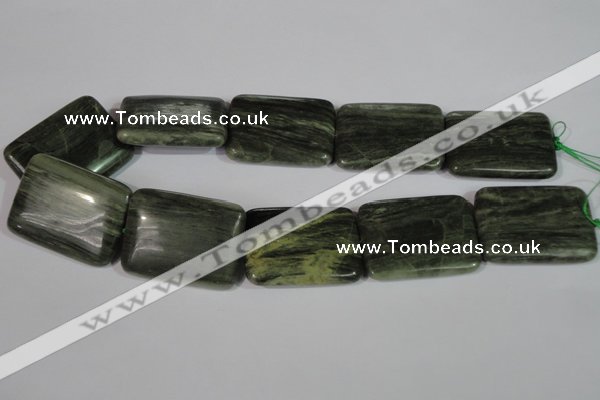 CGH32 15.5 inches 30*40mm rectangle green hair stone beads