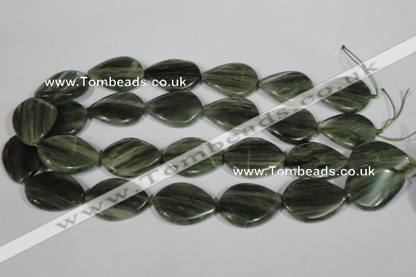 CGH35 15.5 inches 22*30mm twisted teardrop green hair stone beads