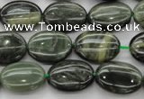 CGH43 15.5 inches 10*14mm oval green hair stone beads wholesale