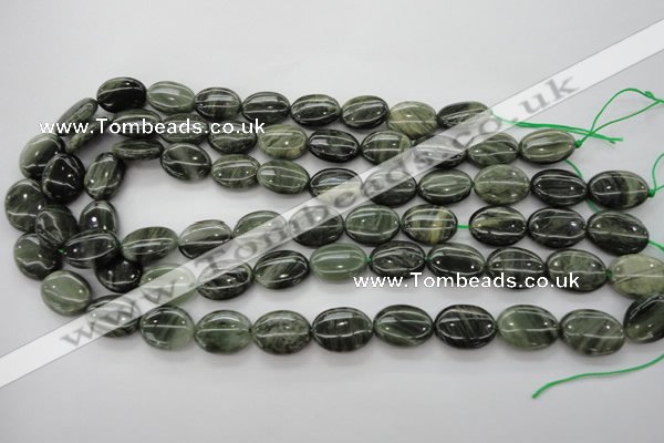 CGH44 15.5 inches 12*16mm oval green hair stone beads wholesale