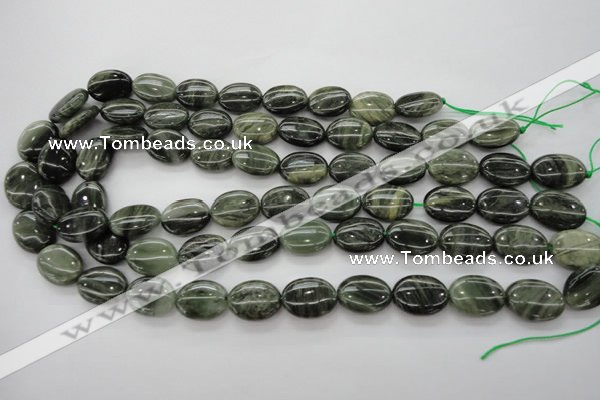 CGH45 15.5 inches 13*18mm oval green hair stone beads wholesale