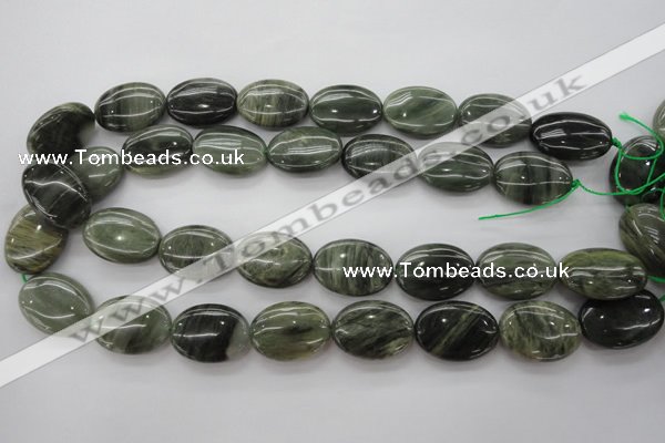 CGH47 15.5 inches 18*25mm oval green hair stone beads wholesale