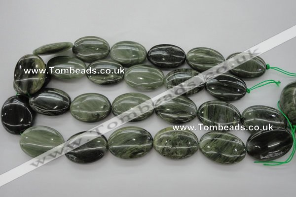 CGH48 15.5 inches 22*30mm oval green hair stone beads wholesale