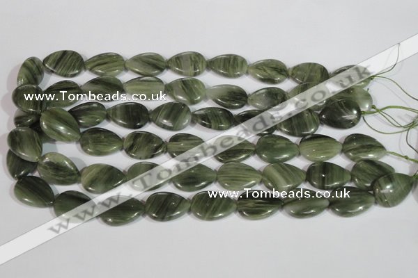 CGH52 15.5 inches 10*14mm flat teardrop green hair stone beads