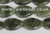 CGH54 15.5 inches 13*18mm flat teardrop green hair stone beads