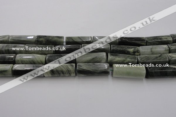 CGH60 15.5 inches 15*22mm faceted tube green hair stone beads