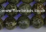 CGJ355 15.5 inches 14mm round green bee jasper beads wholesale