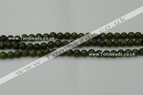 CGJ461 15.5 inches 6mm faceted round green jasper beads wholesale