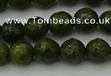 CGJ462 15.5 inches 8mm faceted round green jasper beads wholesale