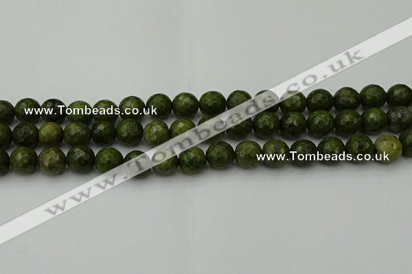 CGJ463 15.5 inches 10mm faceted round green jasper beads wholesale