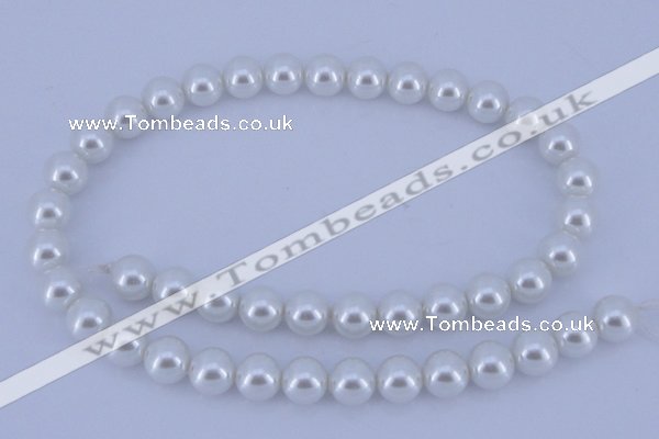 CGL04 5PCS 16 inches 10mm round dyed glass pearl beads wholesale