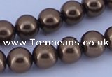 CGL106 5PCS 16 inches 12mm round dyed glass pearl beads wholesale