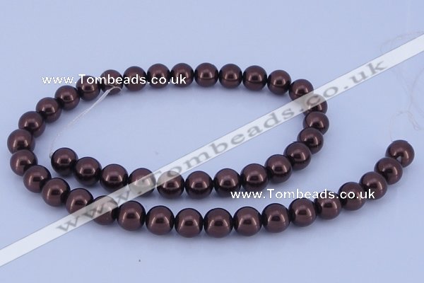 CGL112 10PCS 16 inches 4mm round dyed glass pearl beads wholesale