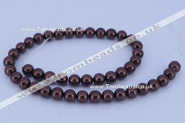 CGL114 10PCS 16 inches 8mm round dyed glass pearl beads wholesale