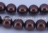 CGL115 5PCS 16 inches 10mm round dyed glass pearl beads wholesale