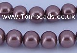 CGL122 10PCS 16 inches 4mm round dyed glass pearl beads wholesale