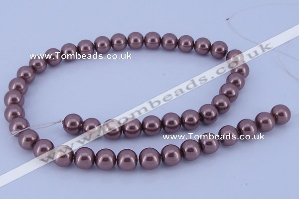 CGL122 10PCS 16 inches 4mm round dyed glass pearl beads wholesale