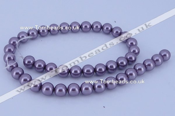 CGL146 5PCS 16 inches 12mm round dyed glass pearl beads wholesale