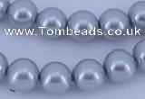 CGL165 5PCS 16 inches 10mm round dyed glass pearl beads wholesale