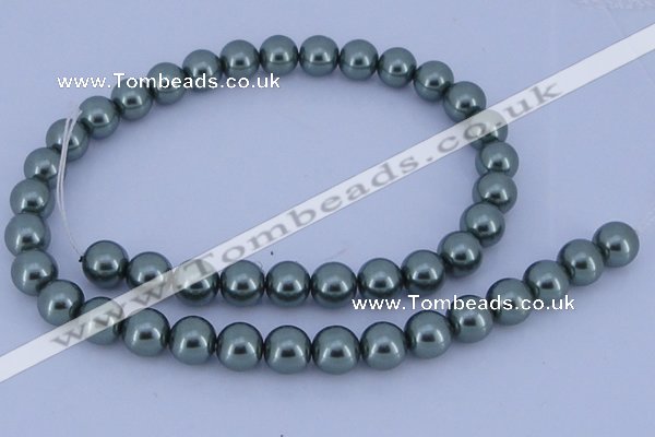 CGL216 5PCS 16 inches 12mm round dyed glass pearl beads wholesale