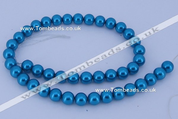 CGL256 5PCS 16 inches 12mm round dyed glass pearl beads wholesale