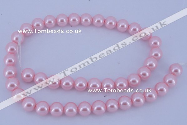 CGL306 5PCS 16 inches 12mm round dyed glass pearl beads wholesale