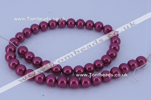 CGL312 10PCS 16 inches 4mm round dyed glass pearl beads wholesale