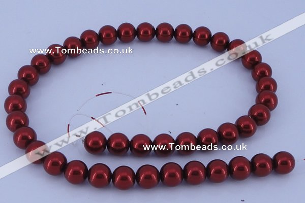 CGL322 10PCS 16 inches 4mm round dyed glass pearl beads wholesale