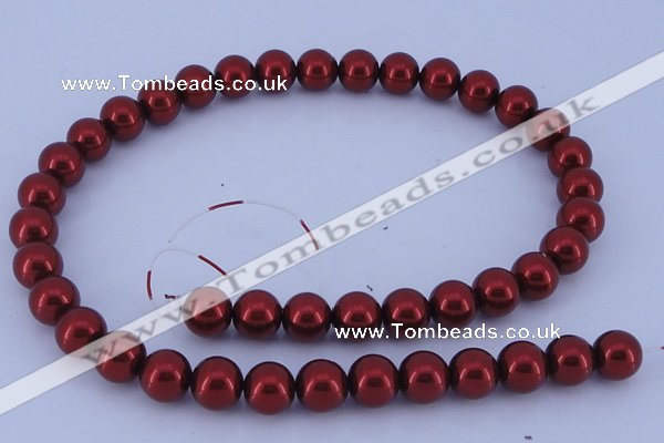 CGL323 10PCS 16 inches 6mm round dyed glass pearl beads wholesale