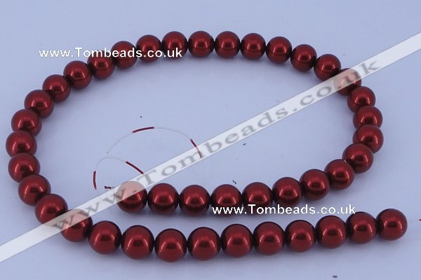 CGL326 5PCS 16 inches 12mm round dyed glass pearl beads wholesale