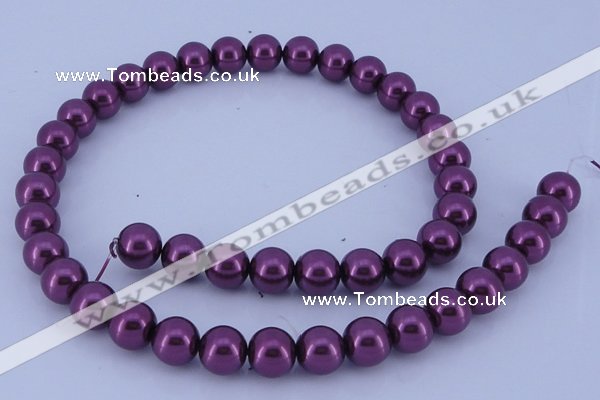 CGL333 10PCS 16 inches 6mm round dyed glass pearl beads wholesale