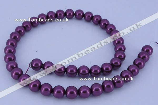 CGL334 10PCS 16 inches 8mm round dyed glass pearl beads wholesale