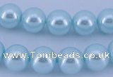 CGL344 10PCS 16 inches 8mm round dyed glass pearl beads wholesale