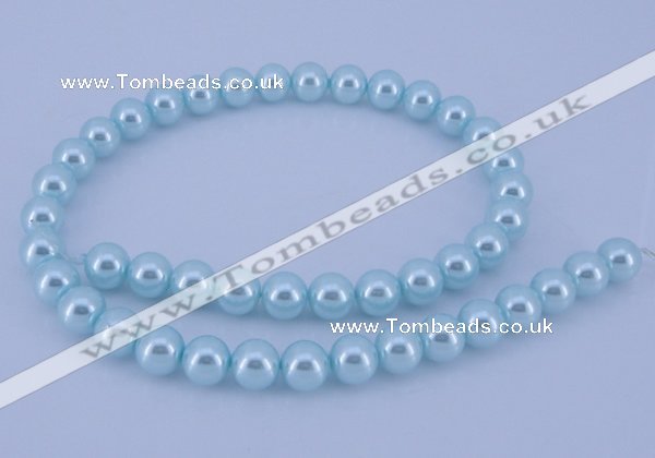 CGL344 10PCS 16 inches 8mm round dyed glass pearl beads wholesale