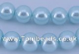 CGL345 5PCS 16 inches 10mm round dyed glass pearl beads wholesale