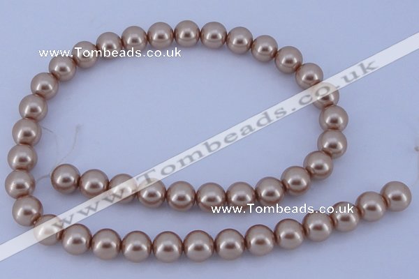 CGL355 5PCS 16 inches 10mm round dyed glass pearl beads wholesale