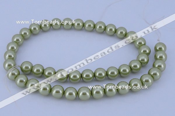 CGL363 10PCS 16 inches 6mm round dyed glass pearl beads wholesale