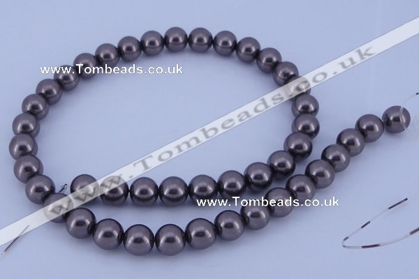 CGL405 5PCS 16 inches 10mm round dyed glass pearl beads wholesale