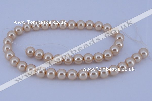 CGL45 5PCS 16 inches 10mm round dyed glass pearl beads wholesale