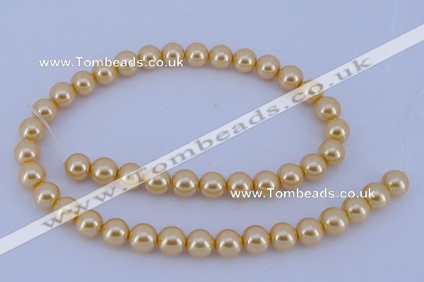 CGL54 10PCS 16 inches 8mm round dyed glass pearl beads wholesale