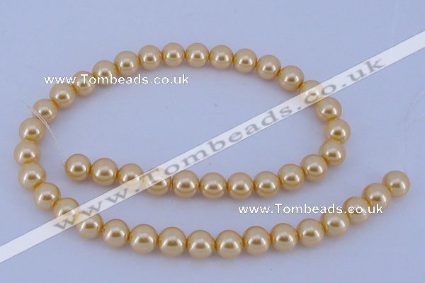 CGL56 5PCS 16 inches 12mm round dyed glass pearl beads wholesale