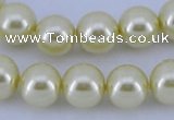 CGL82 10PCS 16 inches 4mm round dyed glass pearl beads wholesale