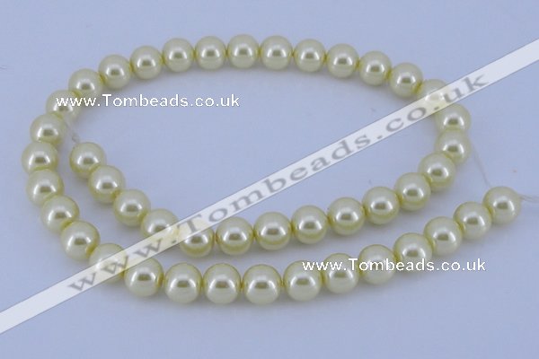 CGL82 10PCS 16 inches 4mm round dyed glass pearl beads wholesale