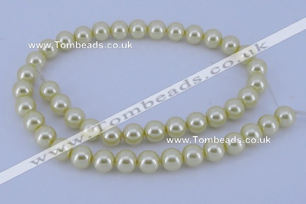 CGL86 5PCS 16 inches 12mm round dyed glass pearl beads wholesale