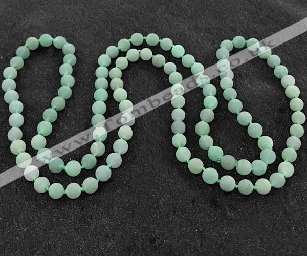 CGN1003 8mm round matte green aventurine 108 beads mala necklaces