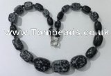 CGN132 22 inches 10*14mm - 20*30mm nuggets snowflake obsidian necklaces