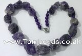 CGN141 19.5 inches 10*14mm - 20*30mm nuggets amethyst necklaces