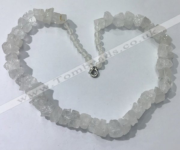 CGN155 18.5 inches 12*16mm - 13*18mm nuggets white crystal necklaces