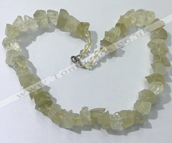 CGN158 18.5 inches 12*16mm - 13*18mm nuggets lemon quartz necklaces